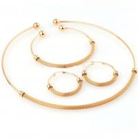 Fashion Stainless Steel Jewelry Sets, collar & cuff bangle & earring, plated, 3 pieces & for woman, more colors for choice, 145mm,62mm,42mm, Sold By Set