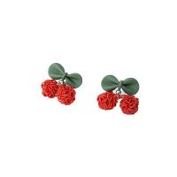 Brass Stud Earring, Cherry, stoving varnish, fashion jewelry & for woman, nickel, lead & cadmium free, 21x17mm, Sold By Pair