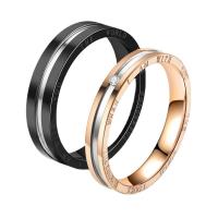 Titanium Steel Finger Ring, fashion jewelry & Unisex & different size for choice & with rhinestone, more colors for choice, Sold By PC