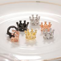 Perles cubes en laiton zircon Micro Pave, couronne, Placage, pavé de micro zircon, plus de couleurs à choisir, 10x7mm, Trou:Environ 5mm, Vendu par PC