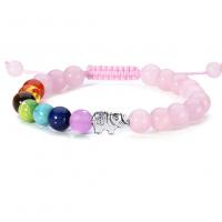 Gemstone Bracelets Natural Stone with Rose Quartz & Zinc Alloy handmade for woman 8mm Length 18 cm Sold By PC
