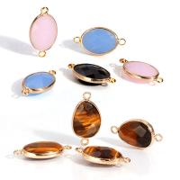 Gemstone Connector Natural Stone with Zinc Alloy handmade faceted 15mmuff0c27mmuff0c28mm Sold By PC