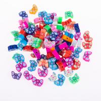 Polymer Clay Gyöngyök, Pillangó, galvanizált, DIY, sokszínű, 10mm, 50PC-k/Bag, Által értékesített Bag