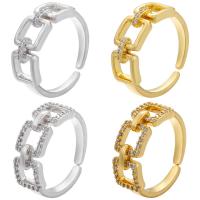 Brass Open Finger Ring plated Adjustable & micro pave cubic zirconia & for woman 7mm Sold By PC