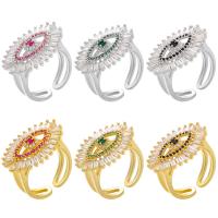 Brass Cuff Finger Ring, Eye, plated, Adjustable & different designs for choice & micro pave cubic zirconia & for woman, more colors for choice, 16mm, Sold By PC