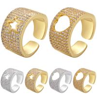Brass Cuff Finger Ring, plated, Adjustable & different styles for choice & micro pave cubic zirconia & for woman, more colors for choice, 12mm, Sold By PC