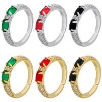 Brass Open Finger Ring plated micro pave cubic zirconia & for woman 4mm Approx 4mm Sold By PC