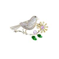 Cubic Zirconia Brooch, Brass, micro pave cubic zirconia & for woman, nickel, lead & cadmium free, 30x45mm, Sold By PC