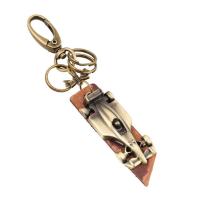 Tibetan Style Key Clasp, with PU Leather, for man, nickel, lead & cadmium free, 145x20mm, Sold By PC