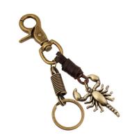 Tibetan Style Key Clasp, with PU Leather, for man, nickel, lead & cadmium free, 140x30mm, Sold By PC