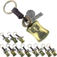 Tibetan Style Key Clasp, with PU Leather, Unisex & different designs for choice, nickel, lead & cadmium free, 110x30mm, Sold By PC