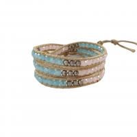 Wrap Bracelet, Agate, with leather cord, Unisex, more colors for choice, 4mm, Length:50 cm, Sold By PC