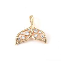 Cubic Zirconia Micro Pave Brass Pendant Mermaid tail plated micro pave cubic zirconia golden Sold By Bag