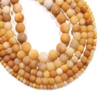 Natural Jade Beads Jade Yellow Round polished DIY & matte yellow Length 38 cm Sold By PC