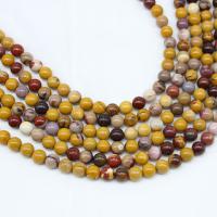 Yolk Stone Beads, Runde, poleret, du kan DIY, gul, Solgt Per 38 cm Strand
