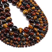 Tiger Eye Beads, Runde, poleret, du kan DIY, brun, Solgt Per 38 cm Strand