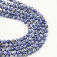 Perles bijoux en pierres gemmes, Pierre bleue de Speckle, Rond, poli, DIY, camouflage pourpre, Vendu par 38 cm brin