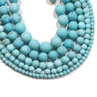 Turquoise Beads, Natural Turquoise, Round, polished, DIY & matte, blue, Sold Per 38 cm Strand