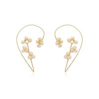 Pendientes Ear Cuff, metal, con perla, hecho a mano, Ajustable & para mujer, dorado, 35x60mm, Vendido por Par