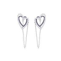 Boucles d'oreilles en alliage de zinc, avec perle, pour femme & avec zircone cubique, violet, 20x25mm, Vendu par paire