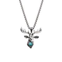Zinc Alloy Sweater Chain Necklace Titanium Steel with zinc alloy pendant & Gemstone Deer polished Unisex Length Approx 27.55 Inch Sold By PC