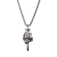 Zinek svetr řetěz náhrdelník, Titanium ocel, s slitina zinku přívěsek, Ruka, lesklý, unisex, 21x45mm, Délka Cca 27.56 inch, Prodáno By PC