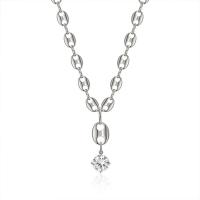 Zinc Alloy Jewelry Necklace plated for woman & with rhinestone lead & nickel free Length Approx 15.74 Inch Sold By PC