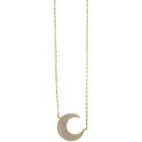 Zinc Alloy Jewelry Necklace with Shell with 1.96 lnch extender chain Moon gold color plated & micro pave cubic zirconia & for woman lead & nickel free Sold By PC