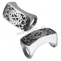 Stainless Steel Slide Charm, Rectangle, double-hole & blacken, 23x12x13mm, 10PCs/Lot, Sold By Lot
