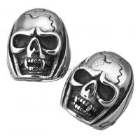 Stainless Steel Leather Cord Clasp, Skull, blacken, 21x25x12.50mm, Hole:Approx 6mm, 10PCs/Lot, Sold By Lot