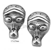 Stainless Steel Leather Cord Clasp, Skull, blacken, 17x25x15mm, Hole:Approx 5mm, 9mm, 10PCs/Lot, Sold By Lot