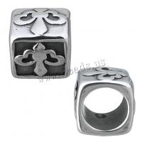Stainless Steel Large Hole Beads, Cube, blacken, 11.50x11.50x11.50mm, Hole:Approx 8mm, 10PCs/Lot, Sold By Lot