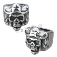 Stainless Steel Slide Charm, Skull, blacken, 11x13x14mm, Hole:Approx 8mm, 10PCs/Lot, Sold By Lot