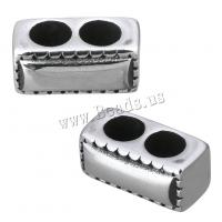 Stainless Steel Spacer Beads, Rectangle, double-hole & blacken, 13x6x7mm, Hole:Approx 4mm, 10PCs/Lot, Sold By Lot