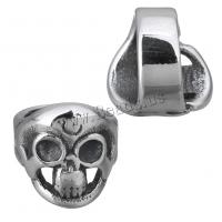 Stainless Steel Slide Charm, Skull, blacken, 11x11.50x12mm, Hole:Approx 8.5mm, 10PCs/Lot, Sold By Lot