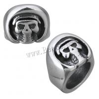 Stainless Steel Spacer Beads, Skull, blacken, 11.50x10x13mm, Hole:Approx 8.5mm, 10PCs/Lot, Sold By Lot