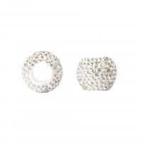 Strass Ton befestigte Perlen, Polymer Ton, handgemacht, mit Strass, weiß, 20mm, verkauft von PC