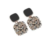 Zinc Alloy Drop Earrings for woman & with rhinestone Sold By Pair