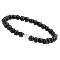 Gemstone Bracelets, Natural Stone, with Tibetan Style & Acrylic, for woman, white and black, 6mm, Length:18-19 cm, Sold By PC