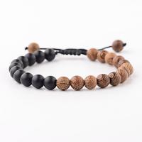 Wood Bracelets, Unisex, mixed colors, 8mm, Length:6.5-7.5 Inch, Sold By PC