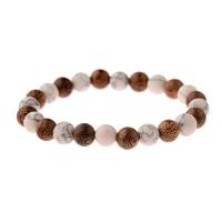 Gemstone Bracelets, Wood, with Natural Stone, for woman, more colors for choice, 8mm, Length:19-21 cm, Sold By PC