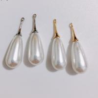 Plastic Pendants Brass with Plastic Pearl Teardrop plated nickel lead & cadmium free Approx Sold By Bag