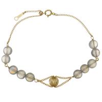 Moonstone Bracelet, with Gold Filled, 14K gold-filled, for woman, grey, 6mm, Length:Approx 7.5 Inch, Sold By PC