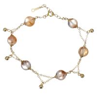 Phantom Quartz Bracelet, with Gold Filled, 14K gold-filled, for woman, mixed colors, 3x5mm,14x7mm, Length:Approx 6.5 Inch, Sold By PC