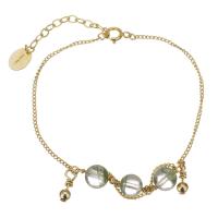 Green Phantom Quartz Bracelet, with Gold Filled, 14K gold-filled, for woman, green, 6mm,1mm, Length:Approx 6 Inch, Sold By PC