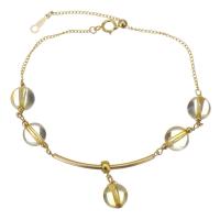 perles de citrine bracelet, avec Doublé or, 14K rempli d’or, pour femme, Jaune, 7x11mm,15x7mm, Longueur:Environ 8 pouce, Vendu par PC