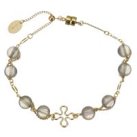 Moonstone Bracelet, with Gold Filled, 14K gold-filled, for woman, grey, 10x10mm,6mm, Length:Approx 7 Inch, Sold By PC