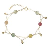 tourmaline bracelet, avec Doublé or, avec 1.5 lnch chaînes de rallonge, 14K rempli d’or, pour femme, multicolore, 3x5mm,6mm, Vendu par PC