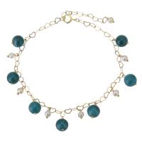 Apatites bracelet, avec Doublé or & perle d'eau douce cultivée, 14K rempli d’or, pour femme, bleu, 6.5x9mm,3.5x6mm, Longueur:Environ 8 pouce, Vendu par PC