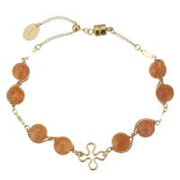 Strawberry Quartz Bracelet, with Gold Filled, 14K gold-filled, for woman, gold, 10x10mm,6.5mm, Length:Approx 7 Inch, Sold By PC
